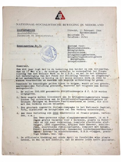 Original WWII Dutch NSB hand signed letter and photo – Van Bilderbeek