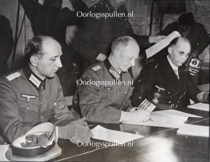 Original WWII British photo - Germany signs the terms of surrender 
