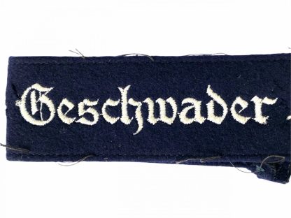Original WWII German Luftwaffe 'Geschwader Hindenburg' cuff title