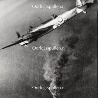 Original WWII British photo - R.A.F. bomber hits axis tanker near French coast