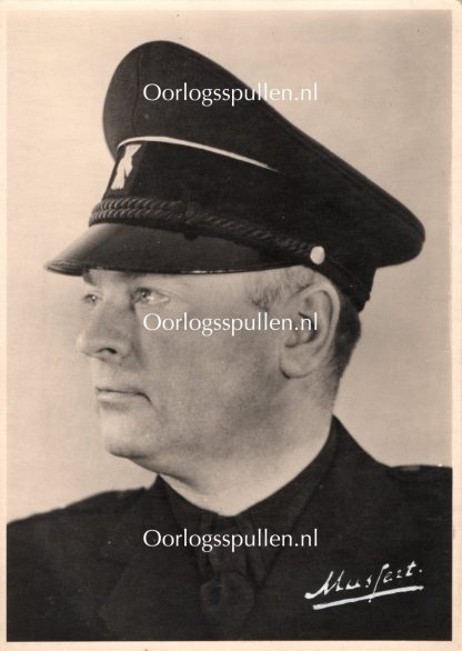 Original WWII Dutch NSB portrait photo Anton Mussert with autograph