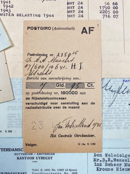 Original WWII Dutch bank document grouping NSB leader Anton Mussert