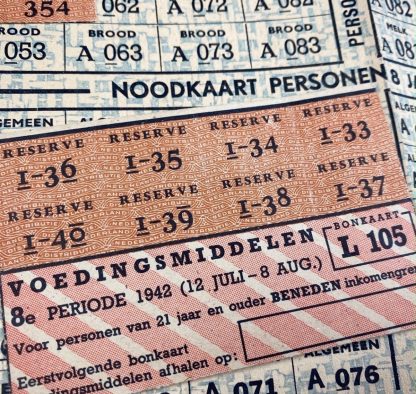 Original WWII Dutch Ration coupons 'Bonkaarten'