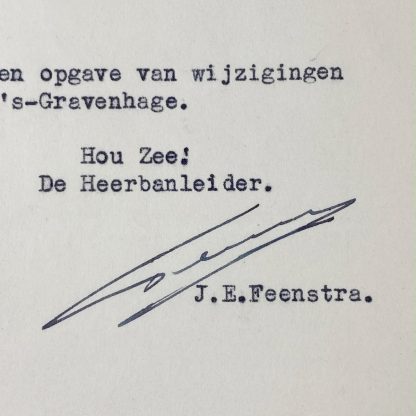 Original WWII Dutch NSB document with autograph J.E. Feenstra
