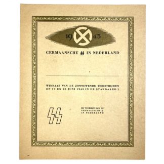 Original WWII Dutch Germaansche SS citation