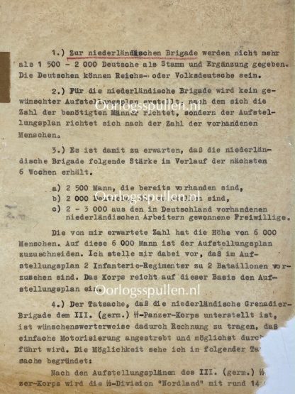 Original WWII German Waffen-SS Heinrich Himmler secret documents about the SS-Freiwilligen-Panzer-Grenadier-Brigade 'Nederland’