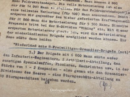 Original WWII German Waffen-SS Heinrich Himmler secret documents about the SS-Freiwilligen-Panzer-Grenadier-Brigade 'Nederland’