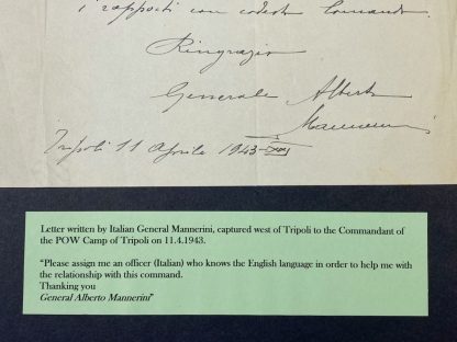 Original WWII Italian letter General Alberto Mannerini