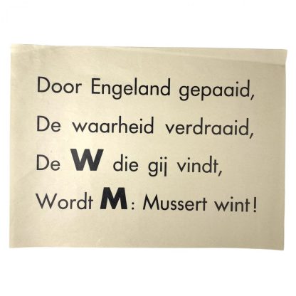 Original WWII Dutch NSB 'Mussert Wint' poster