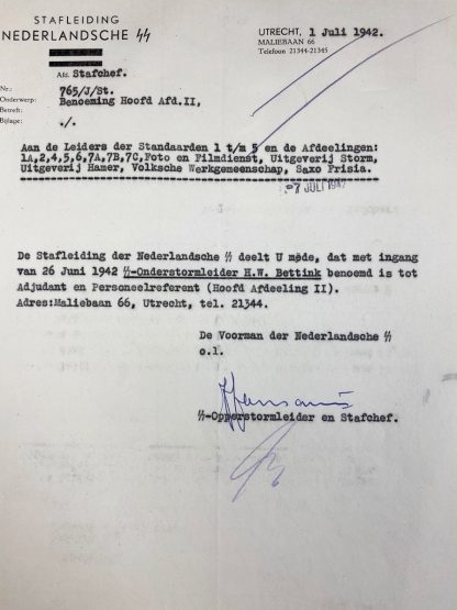 Original WWII Dutch SS document
