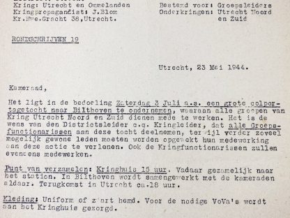 Original WWII Dutch NSB document - Peddling tour to Bilthoven