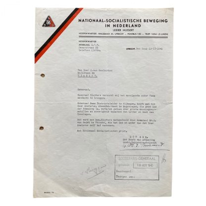 Original WWII Dutch NSB document - Gossips within the NSB