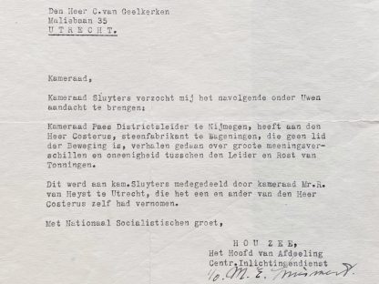 Original WWII Dutch NSB document - Gossips within the NSB