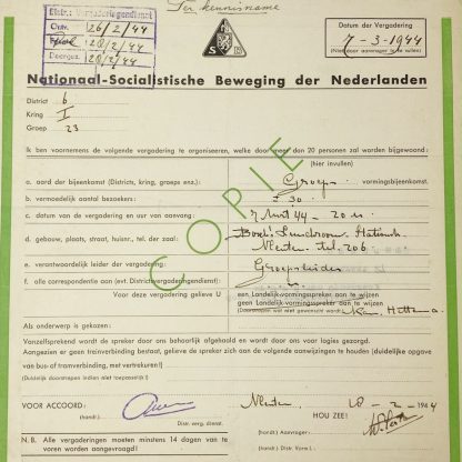 Original WWII Dutch NSB document Vleuten