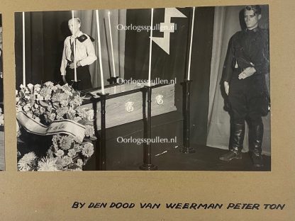 Original WWII Dutch NSB card board sign with Peter Ton funeral photos