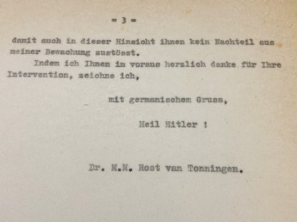 Original WWII Dutch NSB Rost van Tonningen letter and photo
