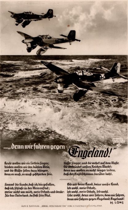 Original WWII German post card 'Wir fahren gegen England'