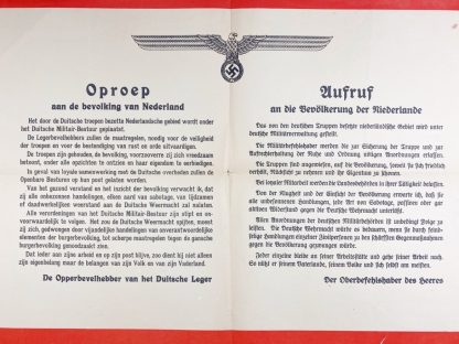 Original WWII German announcement poster - Invasion of Holland