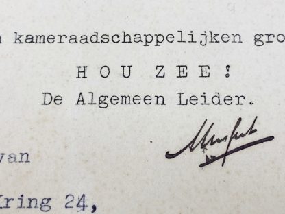 Original WWII Dutch NSB leader Anton Mussert letter