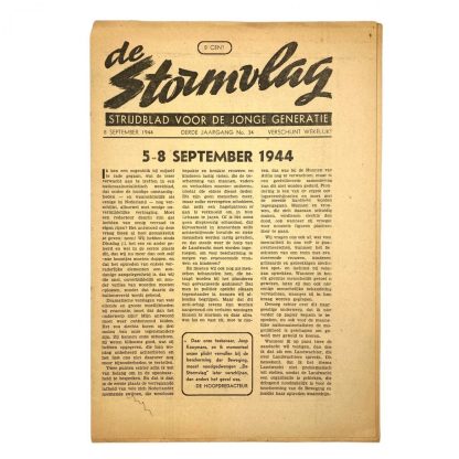 Original WWII Dutch Jeugdstorm newspaper - De Stormvlag