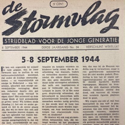 Original WWII Dutch Jeugdstorm newspaper - De Stormvlag