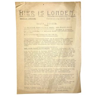 Original WWII Dutch resistance leaflet - Hier is Londen