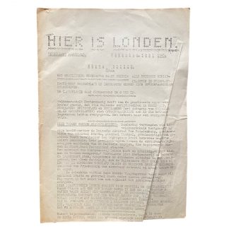 Original WWII Dutch resistance Liberation leaflet - Hier is Londen