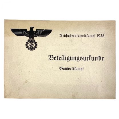 Original WWII German Hitlerjugend 'Reichsberufswettkampf' citation