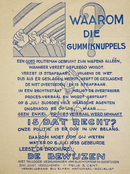 Original WWII Dutch NSB flyer - Waarom die gummiknuppels?
