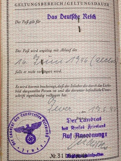 Original WWII Dutch persoonsbewijs and 'Vorläufiger Fremdenpass' Waalwijk