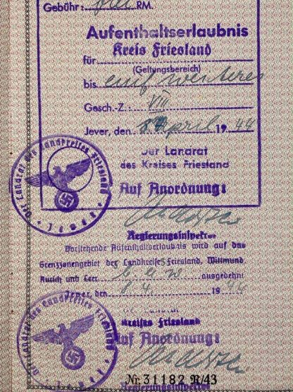 Original WWII Dutch persoonsbewijs and 'Vorläufiger Fremdenpass' Waalwijk