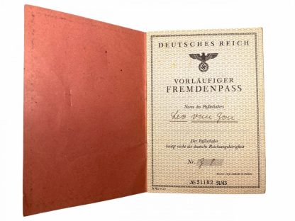 Original WWII Dutch persoonsbewijs and 'Vorläufiger Fremdenpass' Waalwijk