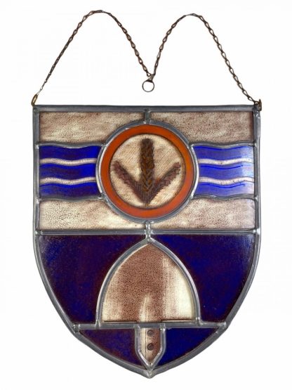 Original WWII Vrijwillige Arbeidsdienst voor Vlaanderen stained glass window hanger