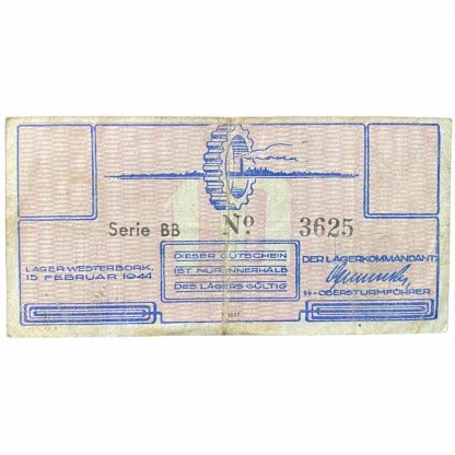 Original WWII Dutch ‘Durchgangslager’ Westerbork banknote