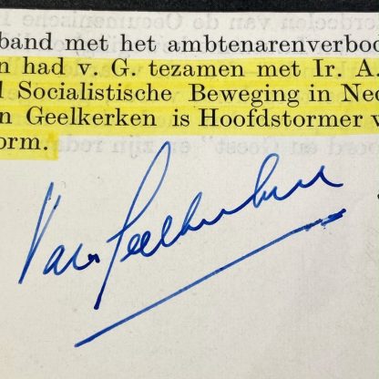 Original WWII Dutch NSB Cornelis van Geelkerken autograph
