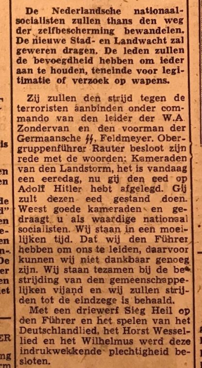 Original WWII Dutch 'Stad- en Landwacht' cuff title