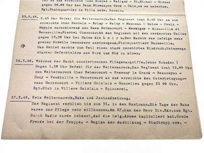 Original WWII German Infanterie-Regiment 103 report of the invasion of France