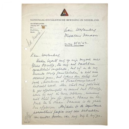 Original WWII Dutch NSB Max Blokzijl letter