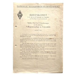 Original WWII Dutch Studentenfront announcement leaflet