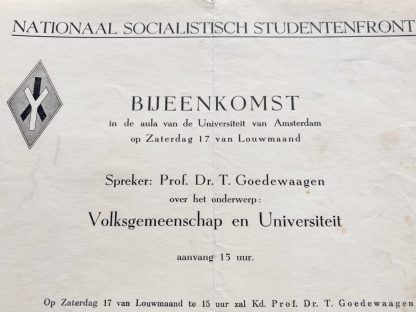 Original WWII Dutch Studentenfront announcement leaflet