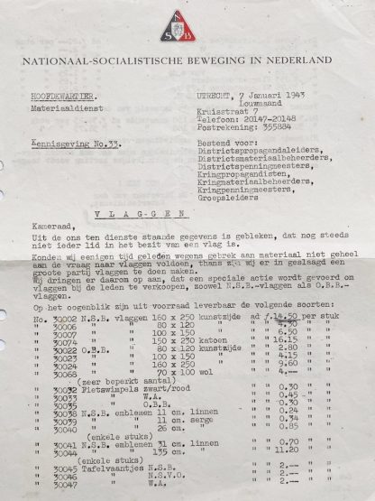 Original WWII Dutch NSB propaganda document NSB Flags