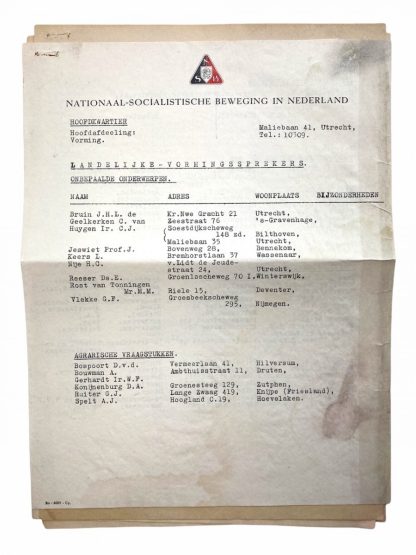 Original WWII Dutch NSB list of speakers