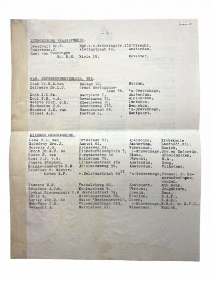 Original WWII Dutch NSB list of speakers