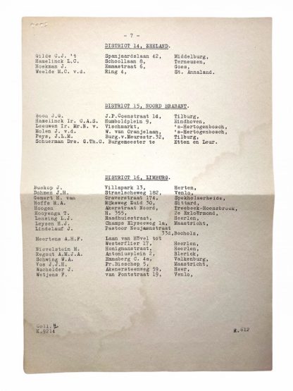 Original WWII Dutch NSB list of speakers