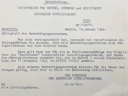 Original WWII German document Zwolle