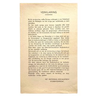 Original WWII Dutch Studentenfront leaflet