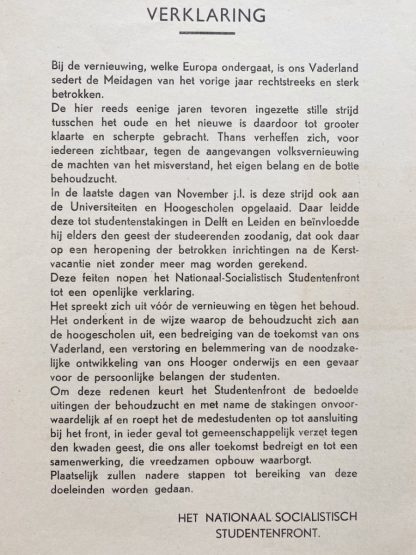 Original WWII Dutch Studentenfront leaflet
