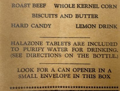 Original WWII US ration menu No.4