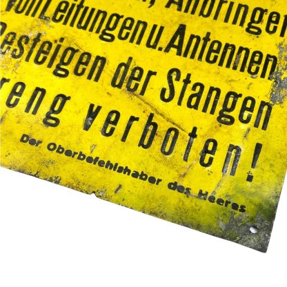 Original WWII German metal sign 'Oberbefehlhaber des Heeres'