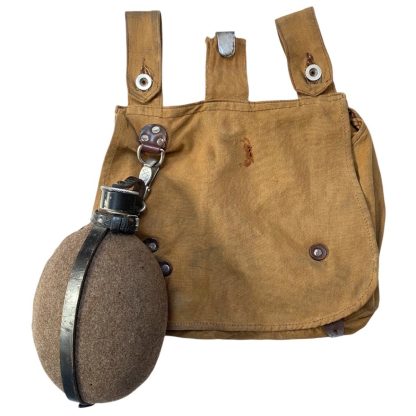 Original WWII German Hitlerjugend bread bag and field bottle